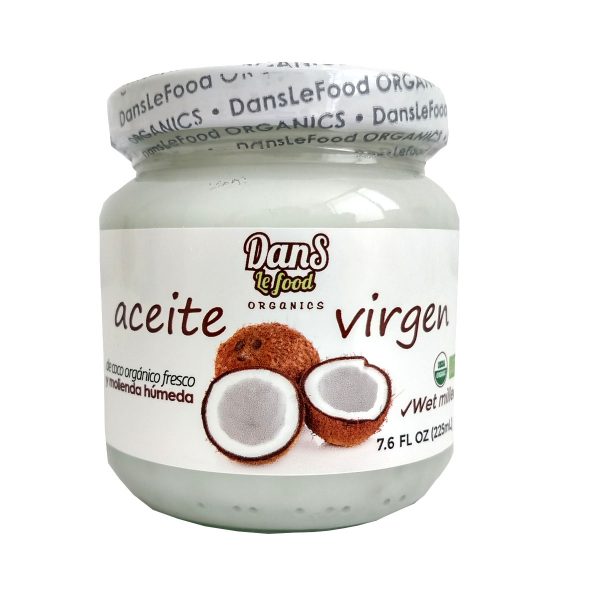 Aceite de coco virgen orgánico DansLeFood 225 ml