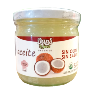 Aceite de Coco virgen organico sin olor y sin sabor 450ml Dans Le Food