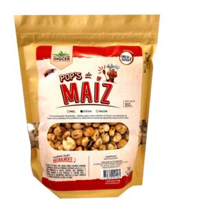 Expandido pops de maíz endulzado con stevia. Ideal para consumir con snacks, en compañía de frutos secos, frutas o coladas. Los pops de maíz cuentan naturalmente con vitaminas y minerales buenos para el cuerpo, entre los cuáles destacan la A, B1, B5, V, E, K, el calcio, fósforo, magnesio y zinc. Por ello, contribuyen al fortalecimiento del sistema óseo, a la salud cardiaca, y al sistema nervioso.