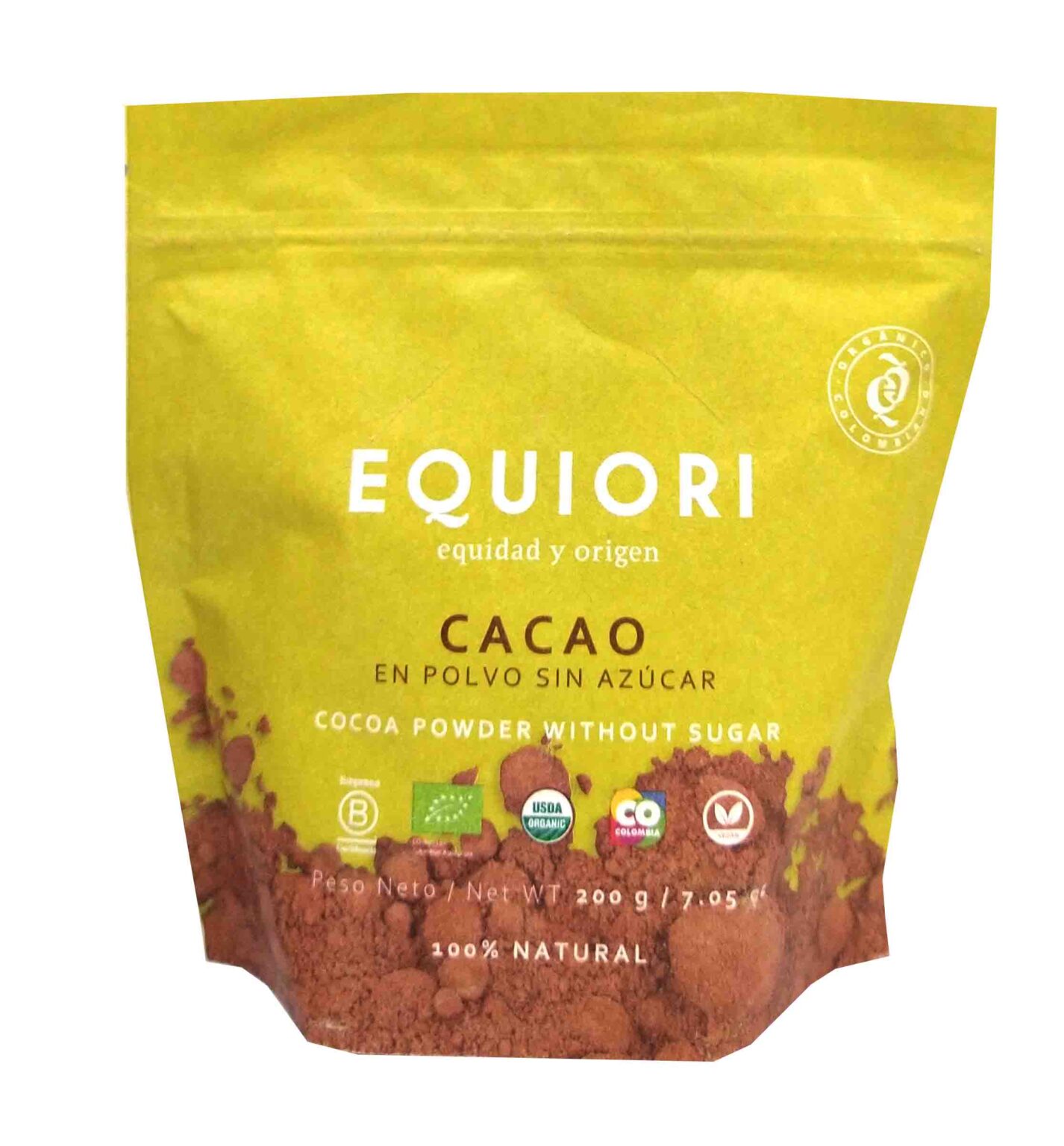 Cacao en polvo sin azúcar 200g Equiori Alimentarte Saludable