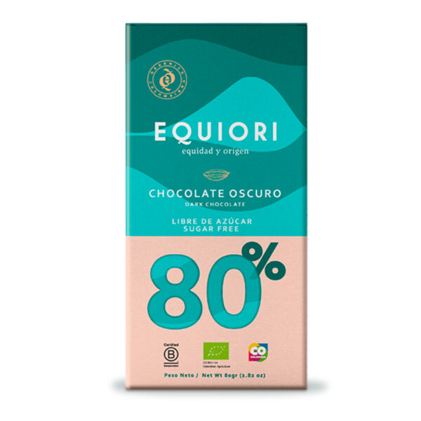 Chocolatina 80% sin azucar Equiori