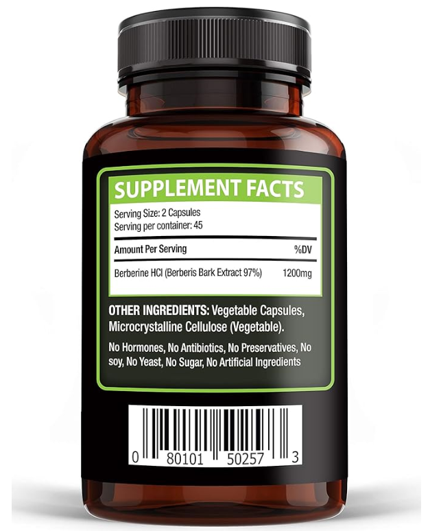 NUT100234-1 Berberine 1.200 mg por servicio.