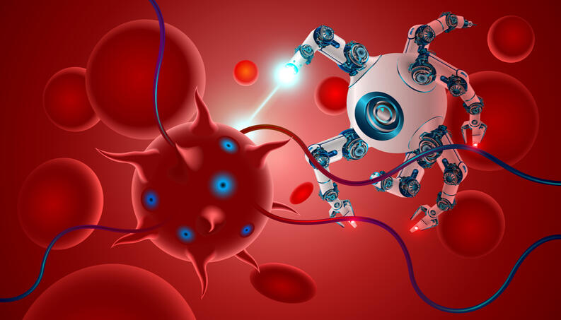 Representación futurista de la nanomedicina