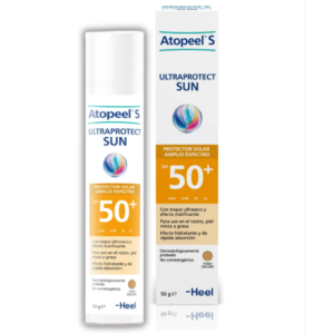 Protector solar 50+ tono oscuro.